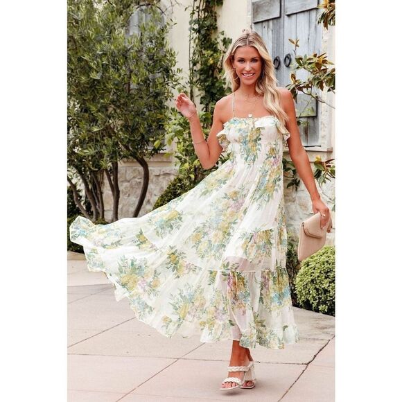Vici Dresses & Skirts - ✨Floral Ruffle Hem Large Hemline Cami Maxi Dress✨
